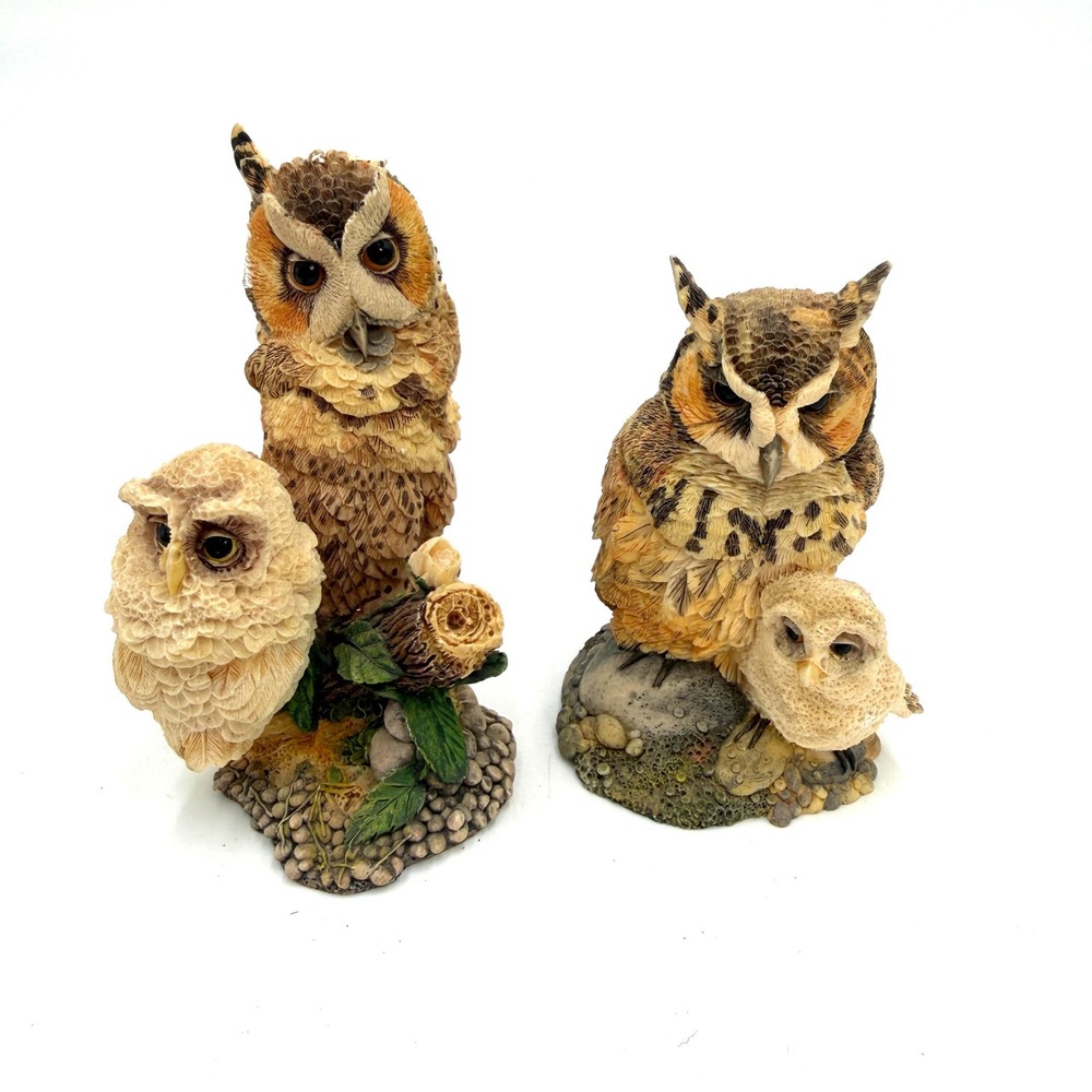 The Hamilton Collection Owl Figurines Set of 2 Brown 1994